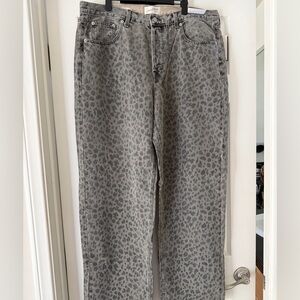 Universal Thread Gray Leopard Print Straight Leg Jeans